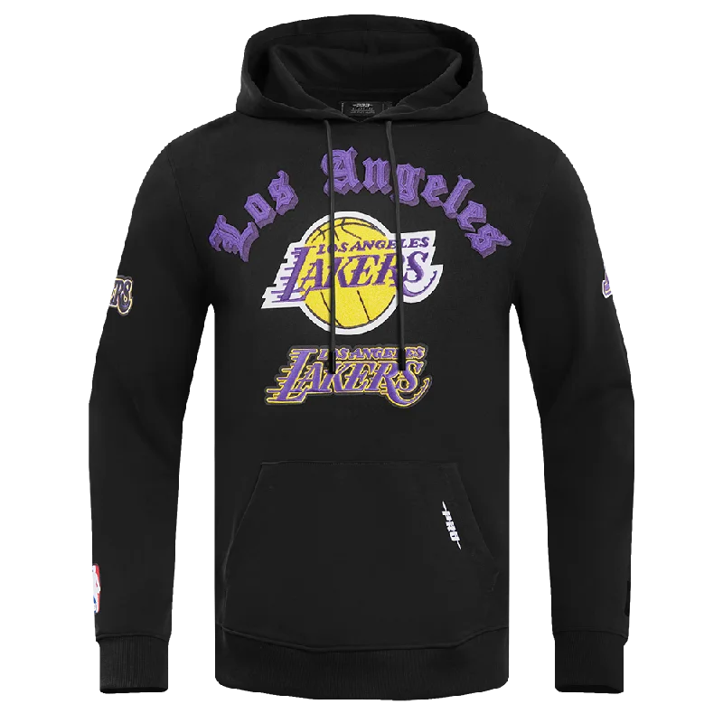 NBA LOS ANGELES LAKERS OLD ENGLISH MEN'S PO HOODIE (BLACK)