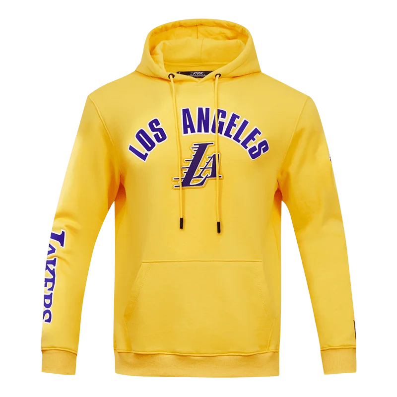 NBA LOS ANGELES LAKERS STACKED LOGO MEN'S PO HOODIE (YELLOW)