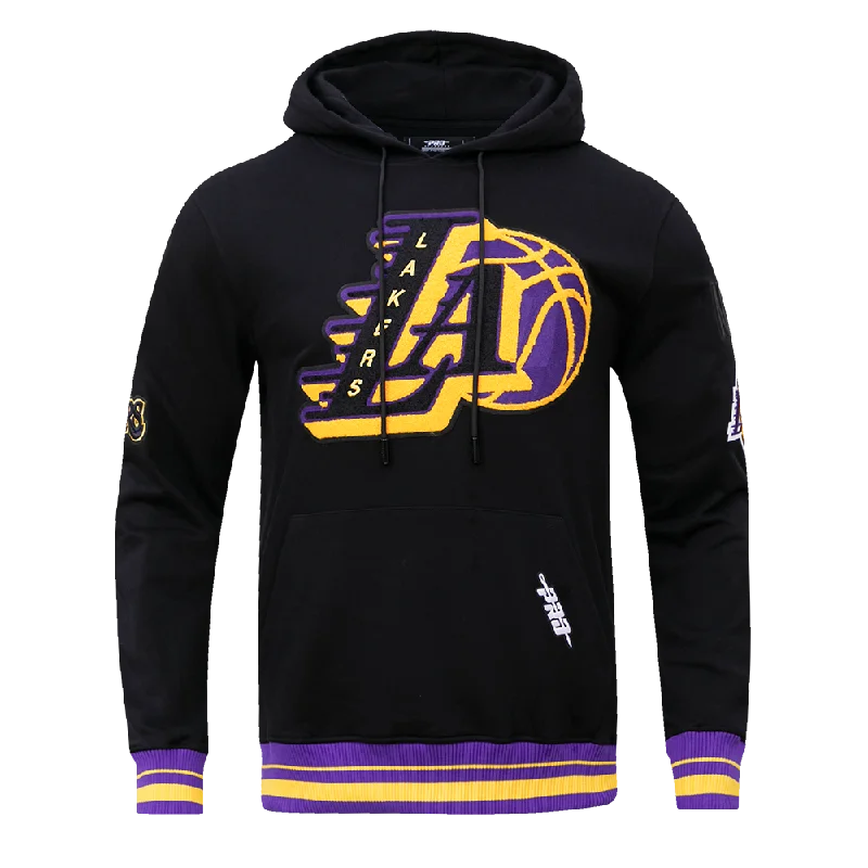 NBA LOS ANGELES LAKERS MASHUP MEN'S RIB PO HOODIE (BLACK)