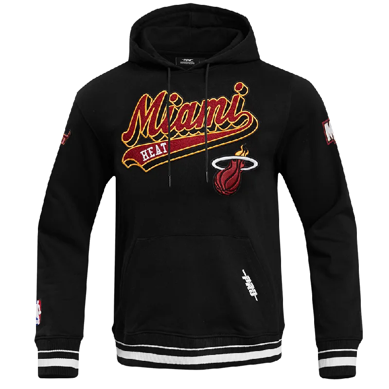 NBA MIAMI HEAT SCRIPT TAIL MEN'S RIB FLC PO HOODIE (BLACK)