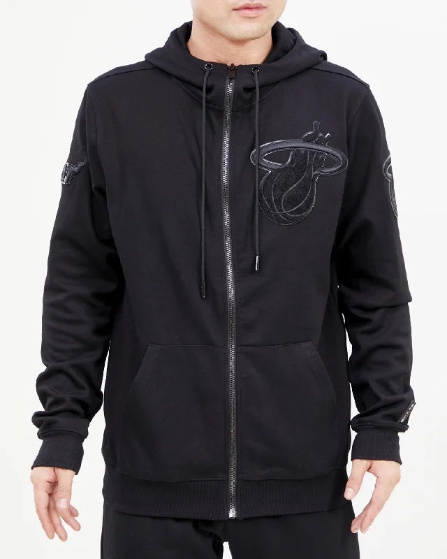 NBA MIAMI HEAT TRIPLE BLACK MEN'S FZ PO HOODIE (TRIPLE BLACK)