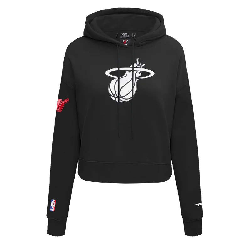 NBA MIAMI HEAT CHEST HEAT CULTURE MEN'S CROPPED PO HOODIE (BLACK)