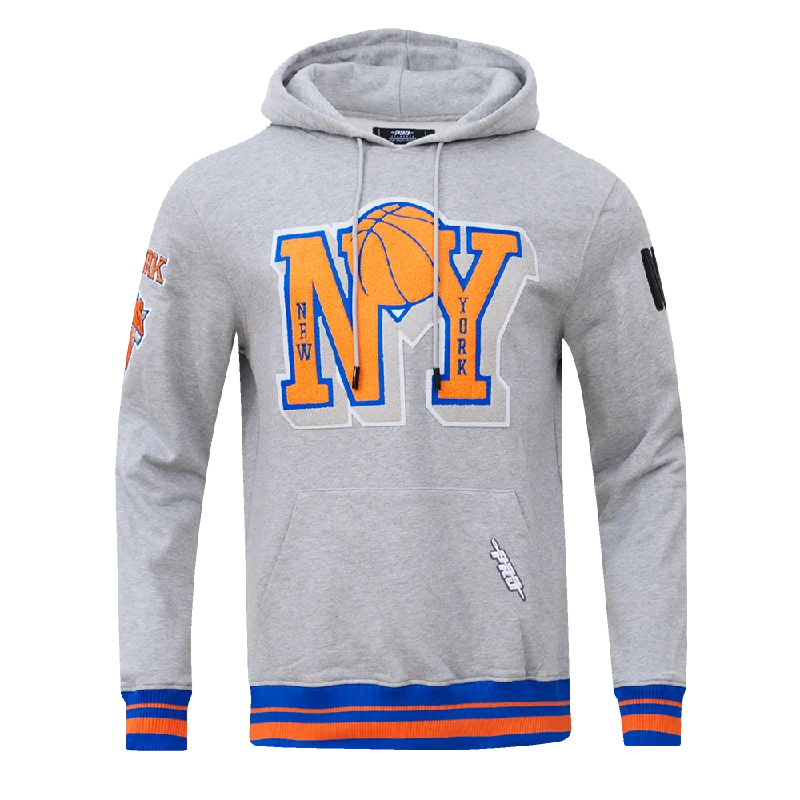 NBA NEW YORK KNICKS MASHUP MEN'S RIB PO HOODIE (HEATHER GREY)