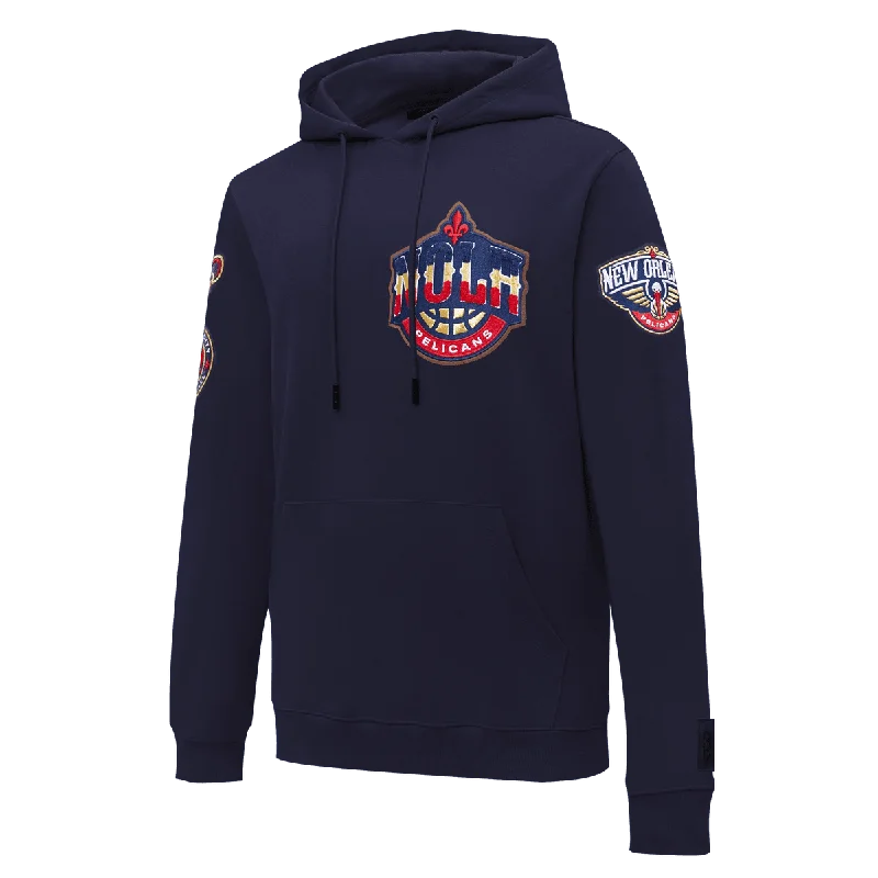 NBA NEW ORLEANS PELICANS CLASSIC CHENILLE MEN'S PO HOODIE (MIDNIGHT NAVY)