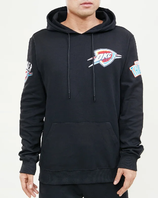 NBA OKLAHOMA CITY THUNDER CLASSIC CHENILLE MEN'S PO HOODIE (BLACK)