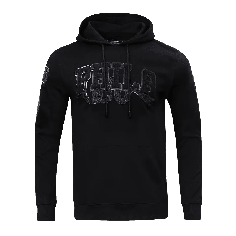 NBA PHILADELPHIA 76ERS TRIPLE BLACK LOGO MEN'S PO HOODIE (TRIPLE BLACK)