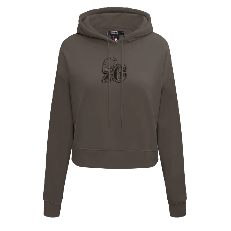 NBA PHILADELPHIA 76ERS NEUTRAL CROPPED WOMEN'S PO HOODIE (DARK TAUPE)