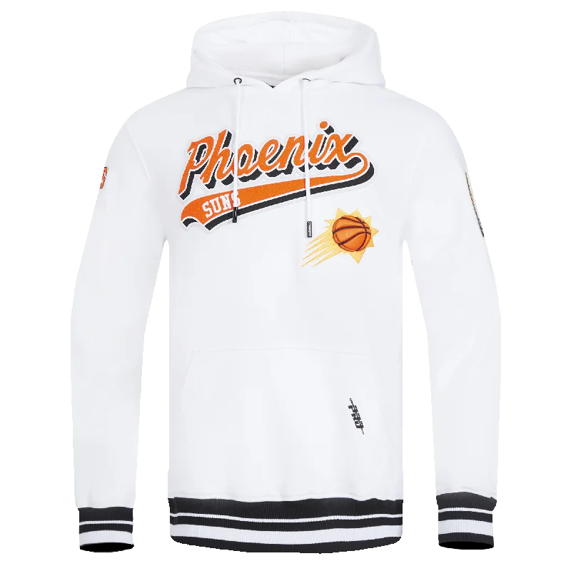 NBA PHOENIX SUNS SCRIPT TAIL MEN'S RIB FLC PO HOODIE (WHITE/BLACK)