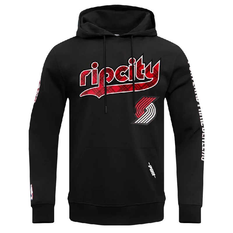 NBA PORTLAND TRAIL BLAZERS MEN'S CHEST PO HOODIE (BLACK)