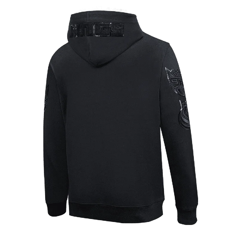 NBA SACRAMENTO KINGS TRIPLE BLACK LOGO MEN'S FZ PO HOODIE (TRIPLE BLACK)