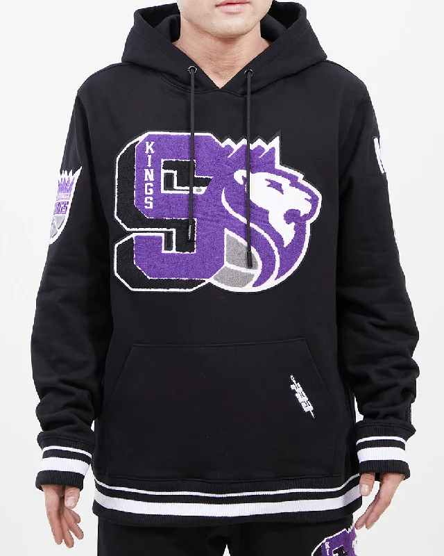 NBA SACRAMENTO KINGS MASHUP MEN'S RIB PO HOODIE (BLACK/WHITE)