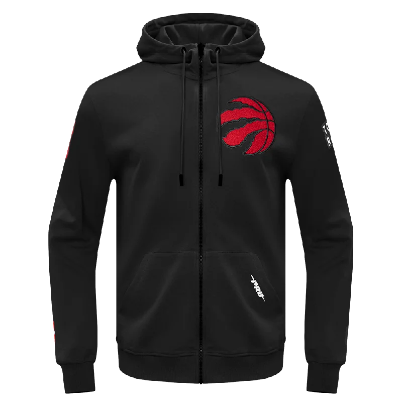 NBA TORONTO RAPTORS CLASSIC CHENILLE MEN'S FZ PO HOODIE (BLACK)