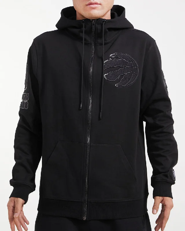 NBA TORONTO RAPTORS TRIPLE BLACK MEN'S FZ PO HOODIE (TRIPLE BLACK)