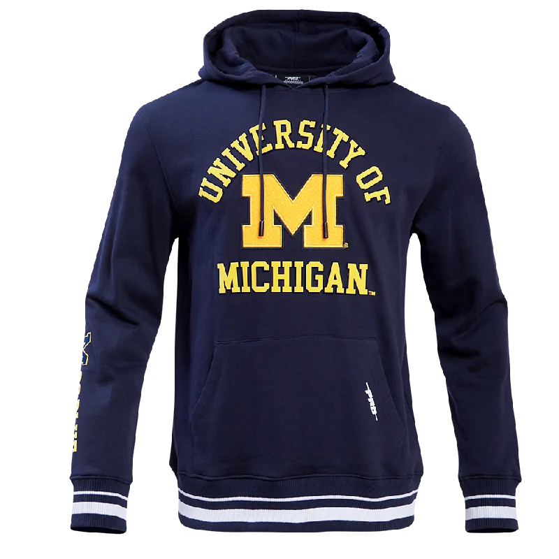 UNIVERSITY OF MICHIGAN CLASSIC MEN'S STACKED LOGO PO HOODIE (MIDNIGHT NAVY)