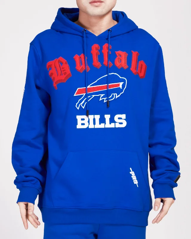 NFL BUFFALO BILLS OLD ENGLISH MEN'S PO HOODIE (ROYAL BLUE)