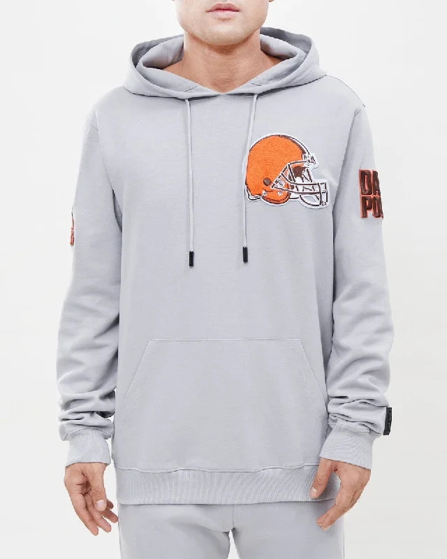 NFL CLEVELAND BROWNS CLASSIC CHENILLE MEN'S PO HOODIE (GRAY)