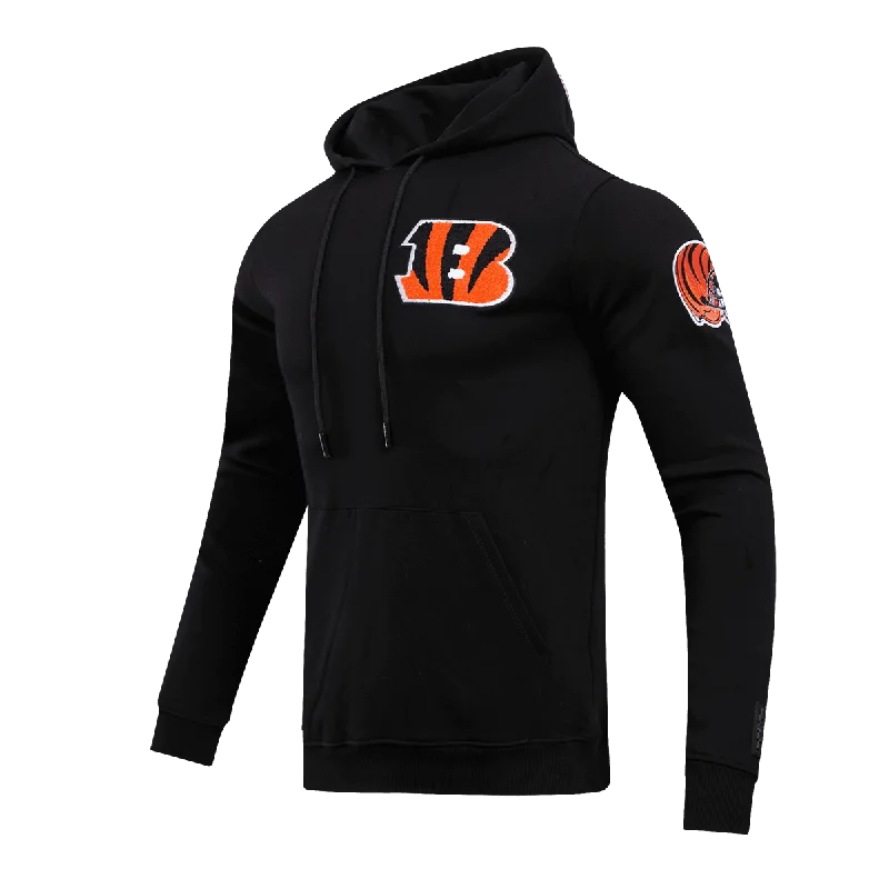 NFL CINCINNATI BENGALS CLASSIC CHENILLE MEN'S PO HOODIE (BLACK)