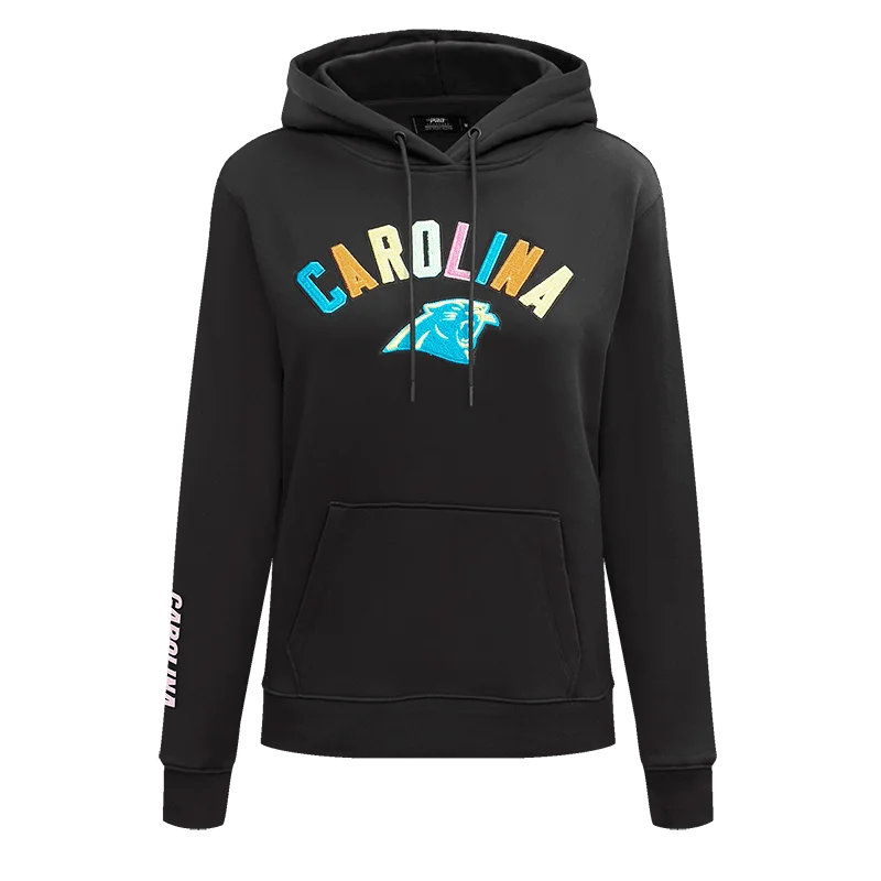 NFL CAROLINA PANTHERS WASHED NEON WOMEN'S PO HOODIE (BLACK)