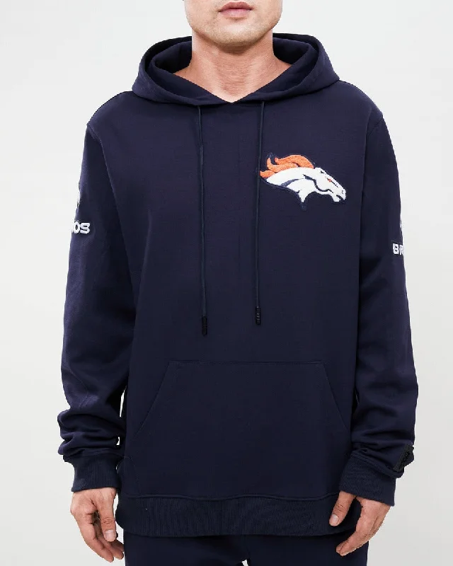 NFL DENVER BRONCOS CLASSIC CHENILLE MEN'S PO HOODIE (MIDNIGHT NAVY)