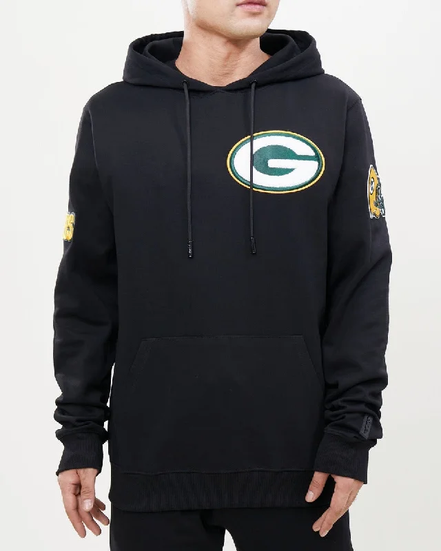 NFL GREEN BAY PACKERS CLASSIC CHENILLE MEN'S PO HOODIE (BLACK)