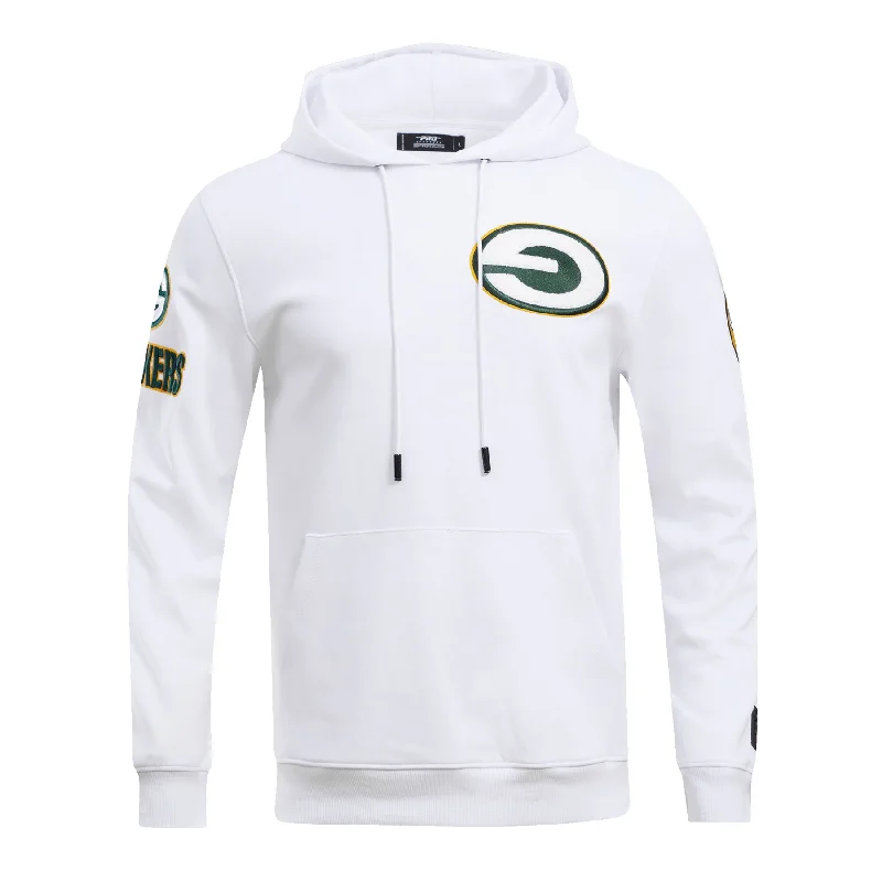 NFL GREEN BAY PACKERS CLASSIC CHENILLE MEN'S PO HOODIE (WHITE)