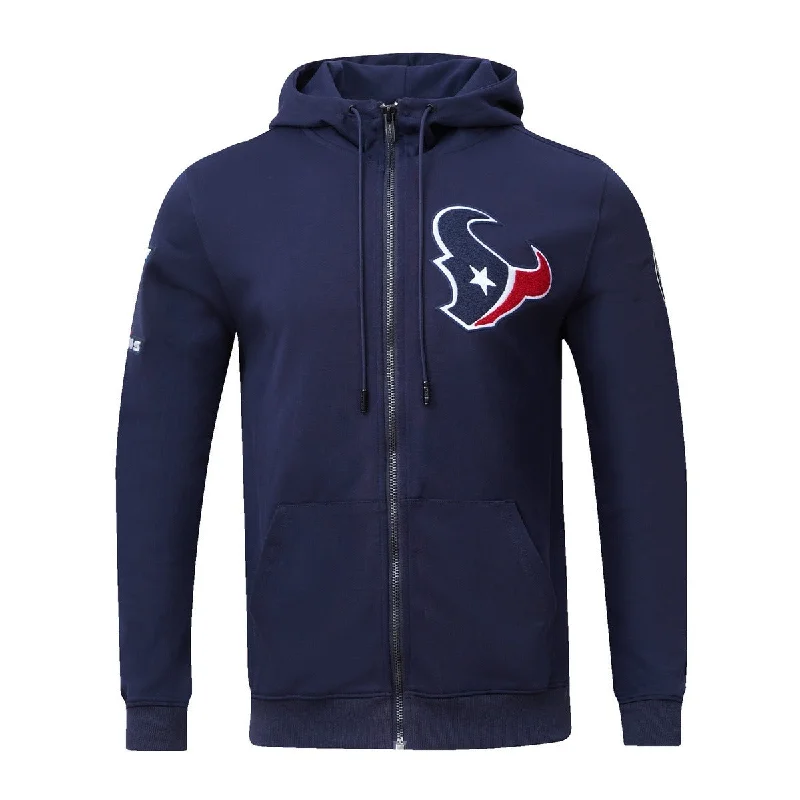 NFL HOUSTON TEXANS CLASSIC CHENILLE MEN'S FZ PO HOODIE (MIDNIGHT NAVY)