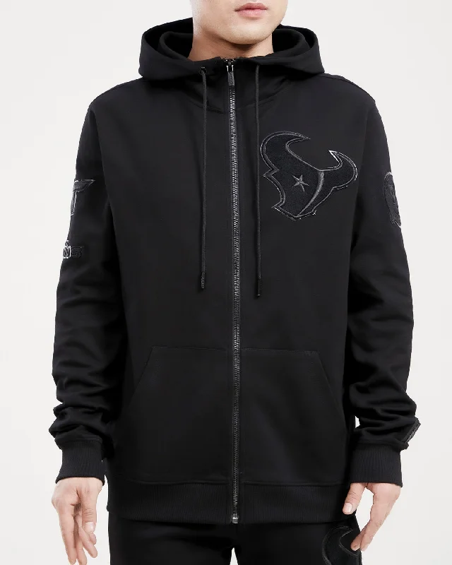 NFL HOUSTON TEXANS TRIPLE BLACK FZ HOODIE (TRIPLE BLACK)