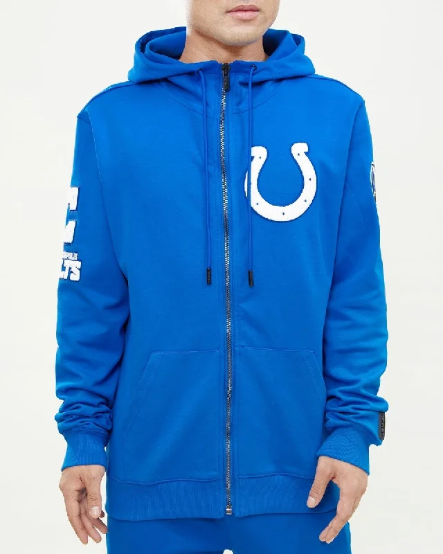 NFL INDIANAPOLIS COLTS CLASSIC CHENILLE MEN'S FZ PO HOODIE (ROYAL BLUE)