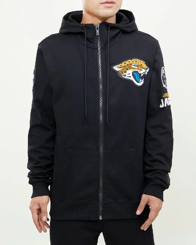 NFL JACKSONVILLE JAGUARS CLASSIC CHENILLE MEN'S FZ PO HOODIE (BLACK)