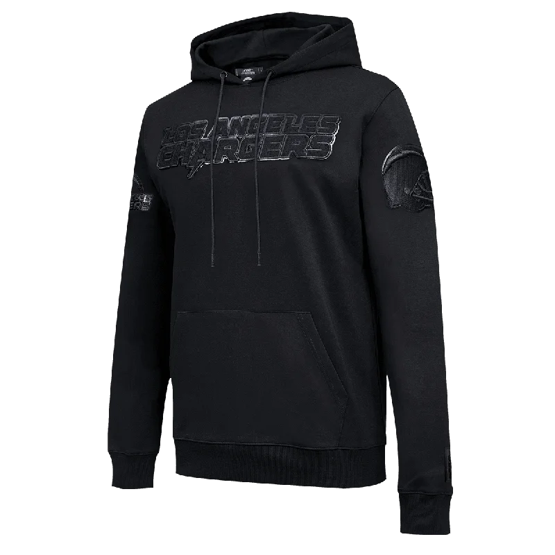 NFL LOS ANGELES CHARGERS TRIPLE BLACK LOGO MEN'S PO HOODIE (TRIPLE BLACK)