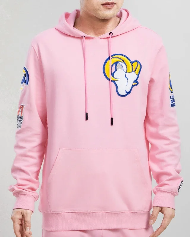 NFL LOS ANGELES RAMS CLASSIC CHENILLE MEN'S PO HOODIE (PINK)