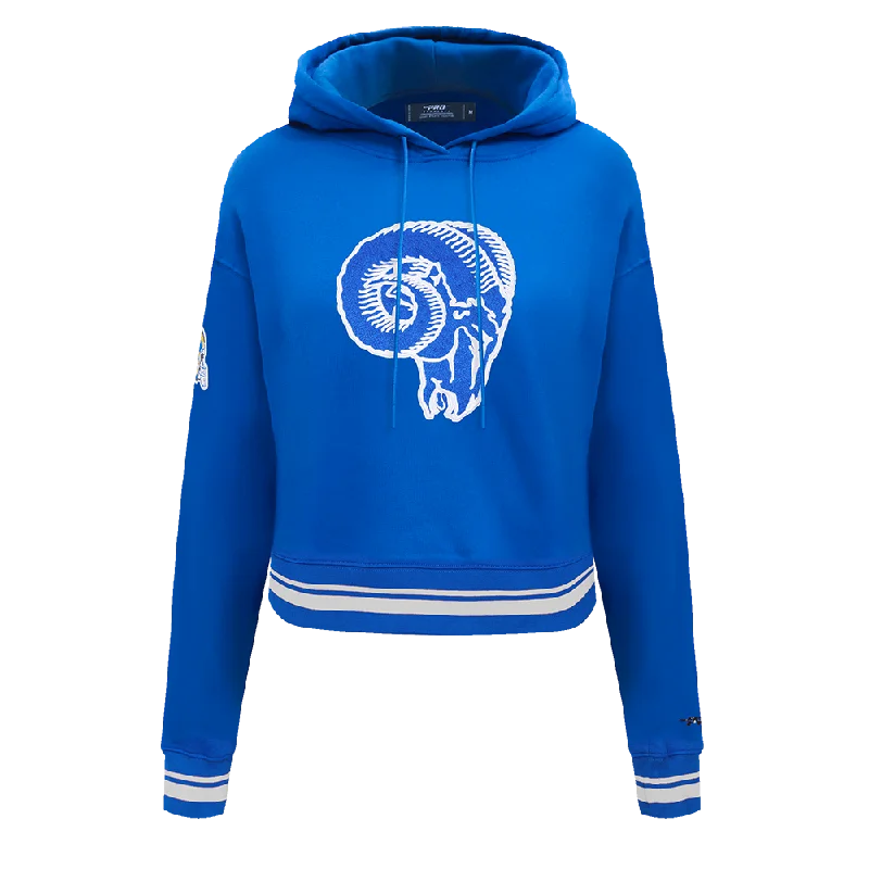 NFL LOS ANGELES RAMS RETRO CLASSIC WOMEN'S CROPPED PO HOODIE (ROYAL BLUE)