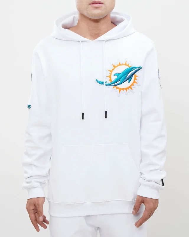 NFL MIAMI DOLPHINS CLASSIC CHENILLE MEN'S PO HOODIE (WHITE)