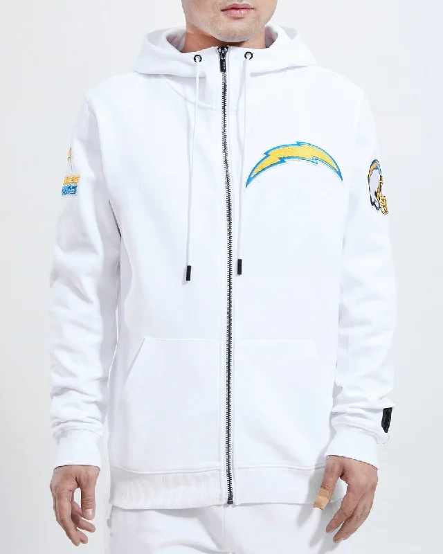 NFL MIAMI DOLPHINS CLASSIC CHENILLE MEN'S FZ PO HOODIE (WHITE)