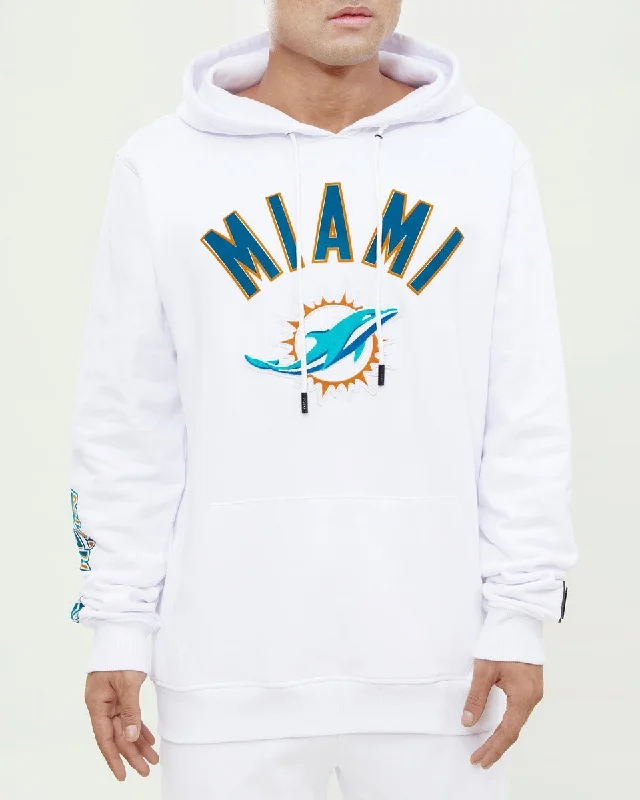 NFL MIAMI DOLPHINS CLASSIC MEN'S PO HOODIE (WHITE)