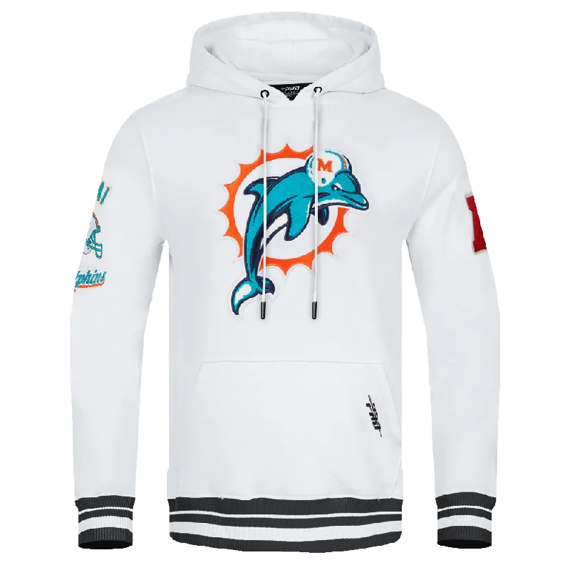 NFL MIAMI DOLPHINS RETRO CLASSIC MEN'S PO HOODIE (WHITE/BLACK)