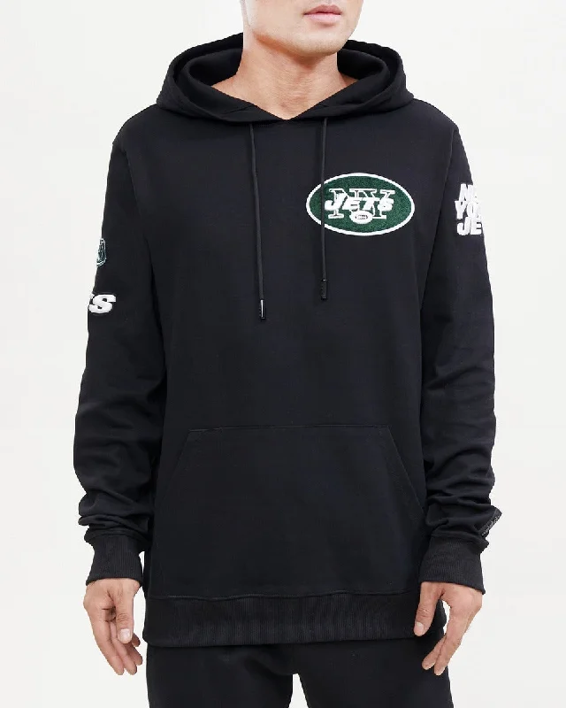 NFL NEW YORK JETS CLASSIC CHENILLE MEN'S PO HOODIE (BLACK)