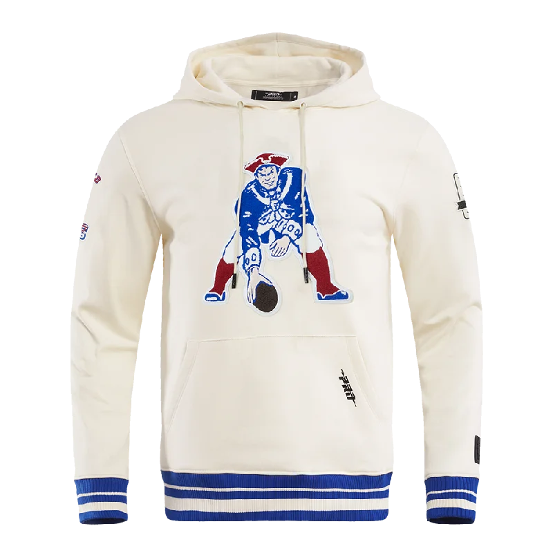 NFL NEW ENGLAND PATRIOTS RETRO CLASSIC MEN'S PO HOODIE (EGGSHELL/ ROYAL BLUE)