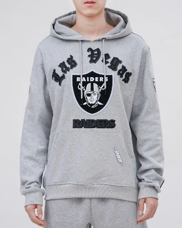 NFL LAS VEGAS RAIDERS OLD ENGLISH LOGO MEN'S PO HOODIE (GRAY)