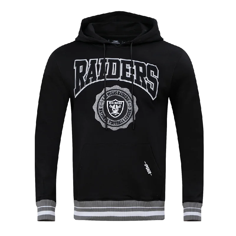 NFL LAS VEGAS RAIDERS CREST EMBLEM MEN'S RIB PO HOODIE (BLACK/GRAY)