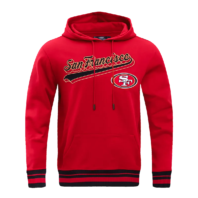 NFL SAN FRANCISCO 49ERS SCRIPT TAIL MEN'S RIB FLC PO HOODIE (RED/BLACK)