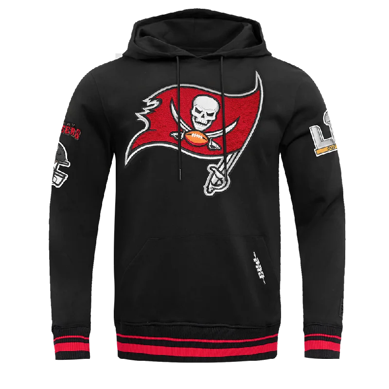 NFL TAMPA BAY BUCCANEERS MASHUP MEN'S RIB PO HOODIE (BLACK/RED/BLACK)