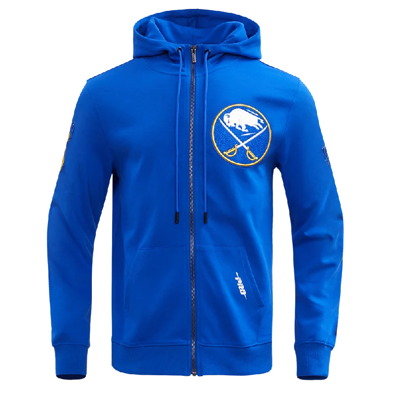 NHL BUFFALO SABRES CLASSIC CHENILLE MEN'S FZ PO HOODIE (ROYAL BLUE)