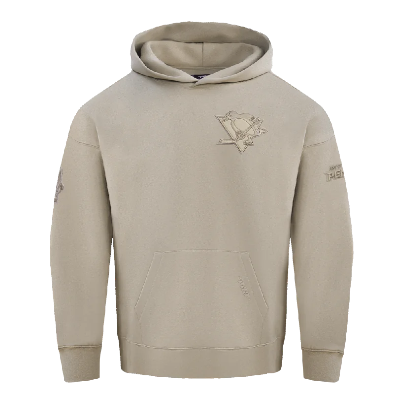 NHL PITTSBURGH PENGUINS NEUTRAL DROP SHOULDER FLC PO HOODIE (TAUPE)