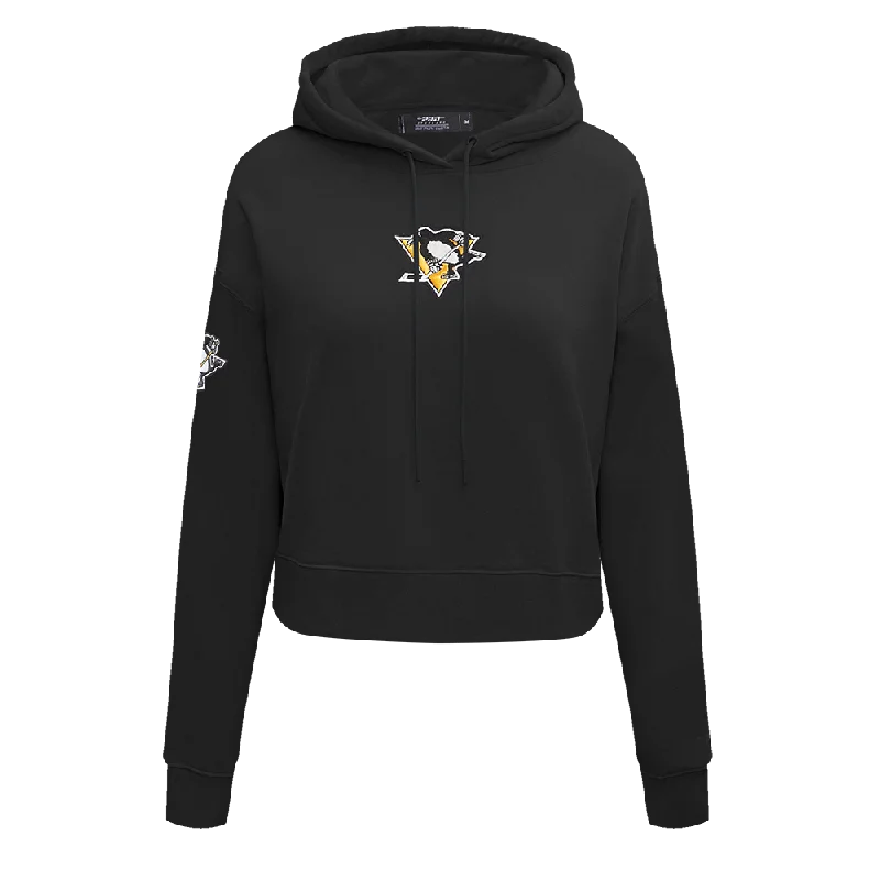 NHL PITTSBURGH PENGUINS CLASSIC WOMEN'S CROPPED PO HOODIE (BLACK)