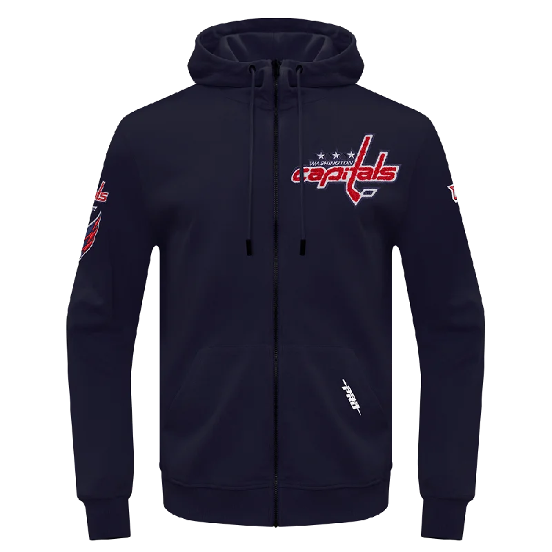 NHL WASHINGTON CAPITALS CLASSIC CHENILLE MEN'S FZ PO HOODIE (MIDNIGHT NAVY)