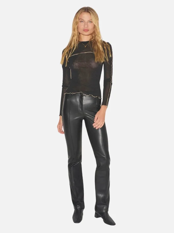 Pam Fitted Leather Pant - Black