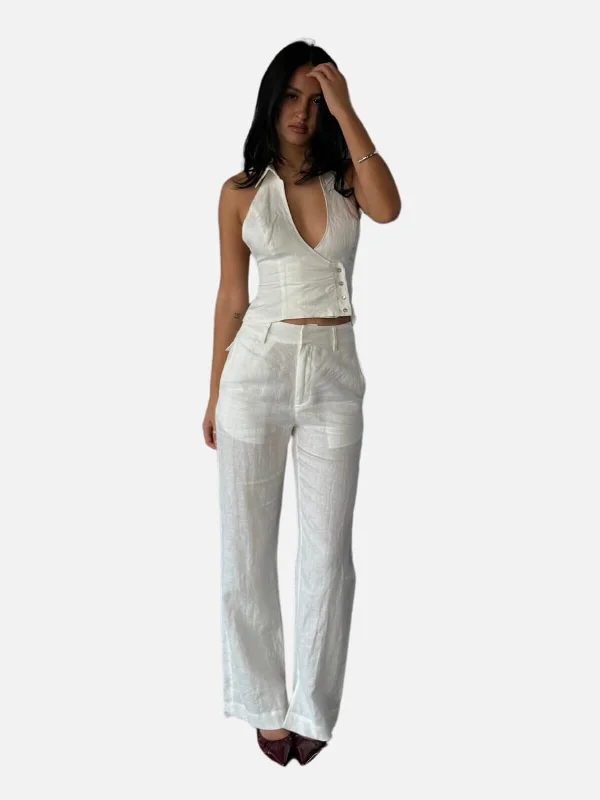 Baxter Linen Pant - Ivory