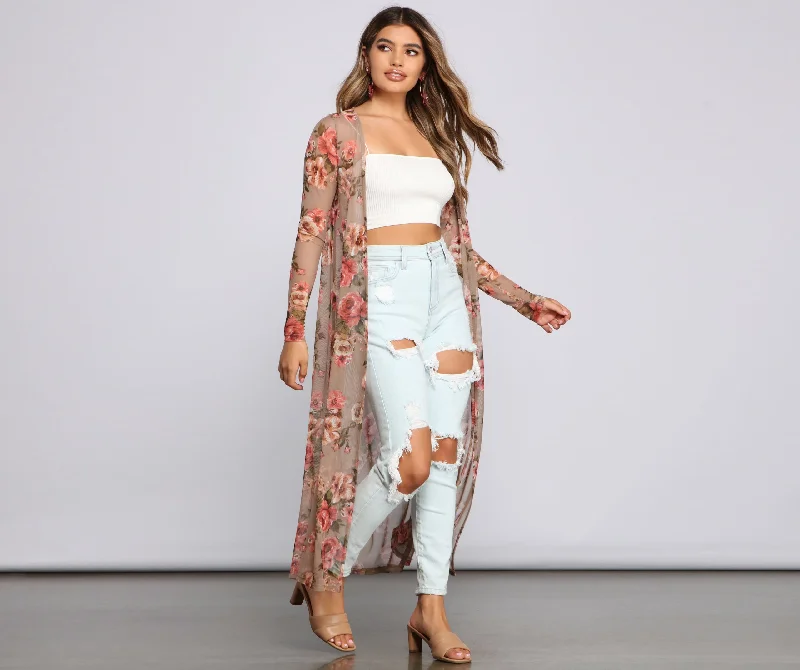 Sweet Floral Mesh Duster