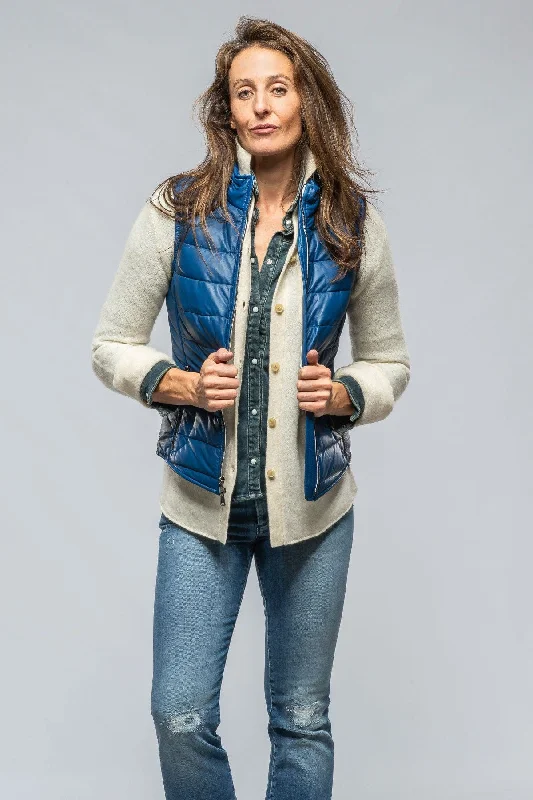 Tignes Quilted Leather Vest in True Blue